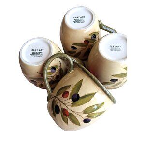 Clay Art ANTIQUE OLIVE Coffee Mugs   SET OF FOUR  MUGS - Italian Style